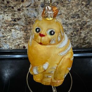 Department 56 Vintage Lucky Cat Mercury Glass Christmas Ornament